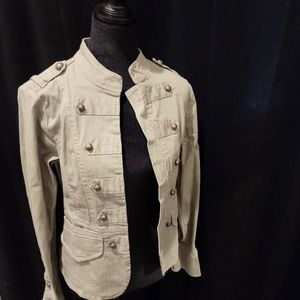 DKNY Military Style Jean Coat Olive - Women | Color: Army Green | Size: S